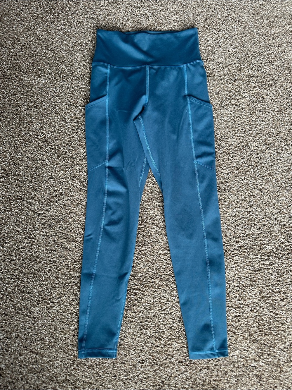American Eagle Outfitters Teal High-Waisted Leggings with Side Pockets